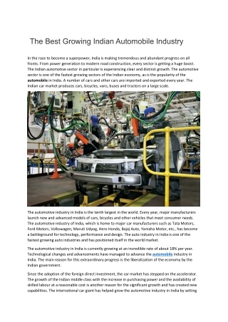 Growing Indian Automobile Industry