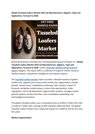 Global Tasseled Loafers Market Analysis 2021-2026