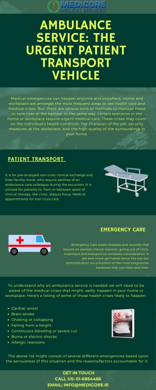 Need Urgent Ambulance Service Ireland Contact Medicore