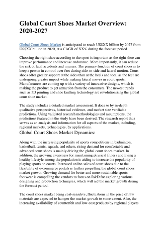 Global Court Shoes Market Overview
