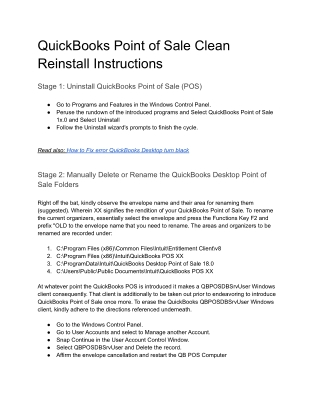 QuickBooks Point of Sale Clean Reinstall Instructions