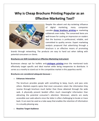 Why is Cheap Brochure Printing Popular as an Effective Marketing Tool