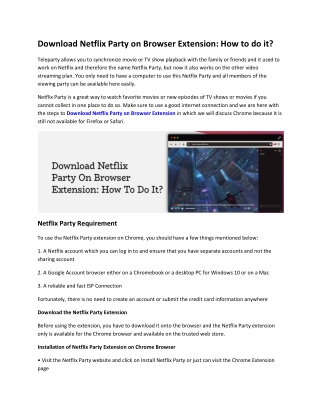 Download Netflix Party on Browser Extension: How to do it?