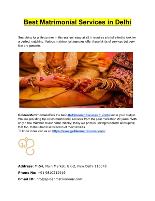 Best Matrimonial Services in Delhi