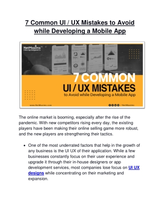 7 Common UI / UX Mistakes to Avoid while Developing a Mobile App