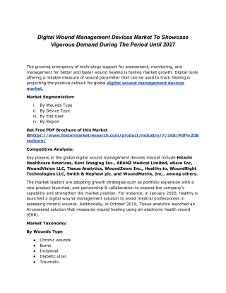 Digital Wound Management Devices Market| Key Performing Regions| Drivers