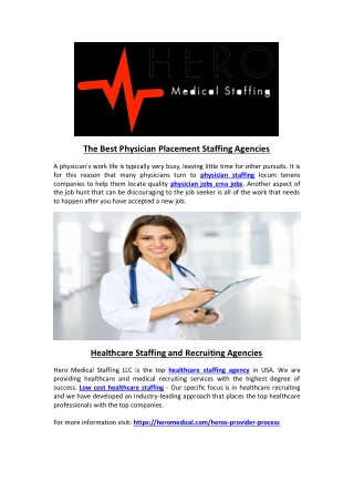 The Best Physician Placement Staffing Agencies