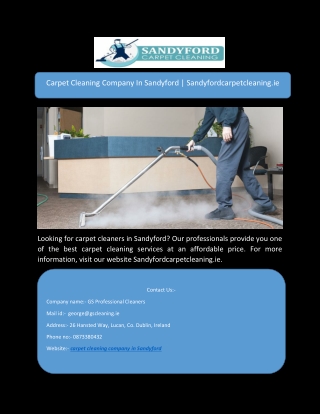 Carpet Cleaning Company In Sandyford | Sandyfordcarpetcleaning.ie