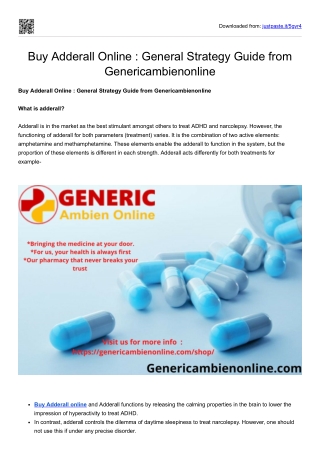 Buy Adderall Online : General Strategy Guide from Genericambienonline