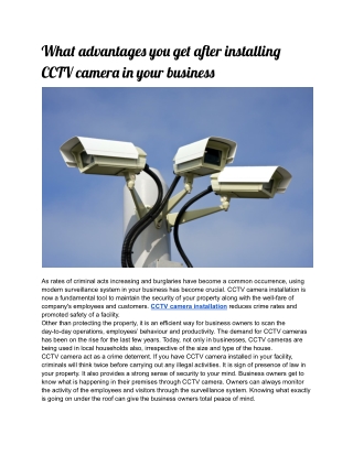 What advantages you get after installing CCTV camera in your business