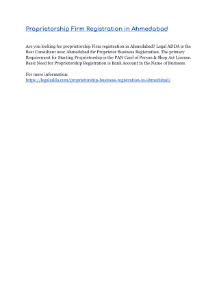 Proprietorship Firm Registration in Ahmedabad