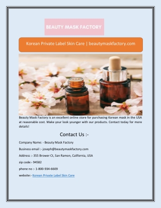 Korean Private Label Skin Care | beautymaskfactory.com