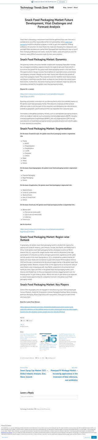 Snack Food Packaging Market Demand & Research Insights by 2024
