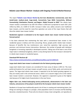 Robotic Lawn Mower Market– Analysis with Ongoing Trends & Market Revenue