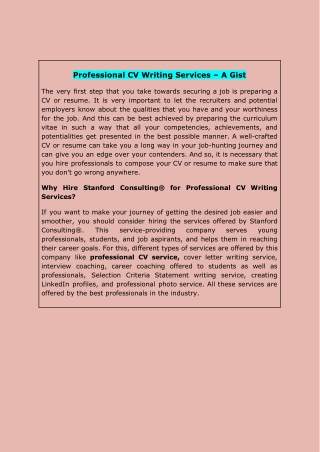 Professional CV Writing Services – A Gist