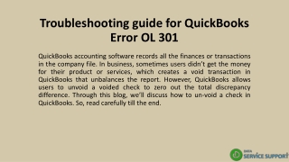 Troubleshooting guide for QuickBooks Error OL 301