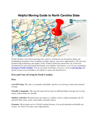 Helpful Moving Guide to North Carolina State