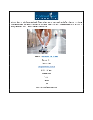 Ankle Pain San Antonio  Optimalfeetsa.com