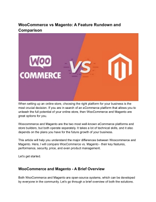 Woocommerce vs Magento: A feature rundown and Comparison