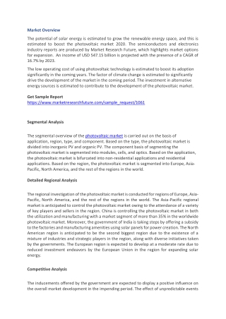 Photovoltaic Market   Trends, Strategy and Forecast to 2027