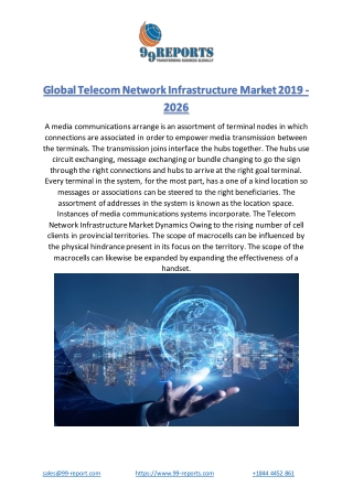 Global Telecom Network Infrastructure Market 2019 - 2026