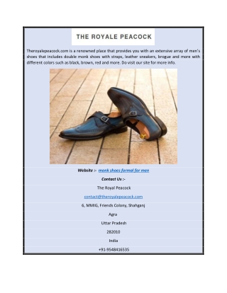Monk Shoes Formal for Men | Theroyalepeacock.com