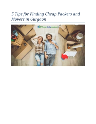 5 Tips for Finding Cheap Packers and Movers in Gurgaon