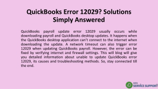 QUICKBOOKS ERROR 12029? SOLUTIONS SIMPLY ANSWERED