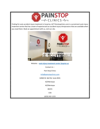 Auto Injury Treatment Center Surprise AZ  Painstopclinics.com