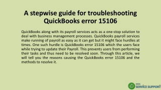 A stepwise guide for troubleshooting QuickBooks error 15106