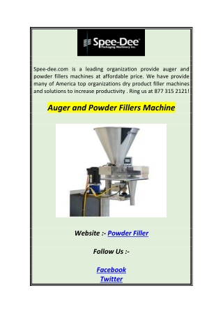 Auger and Powder Fillers Machine