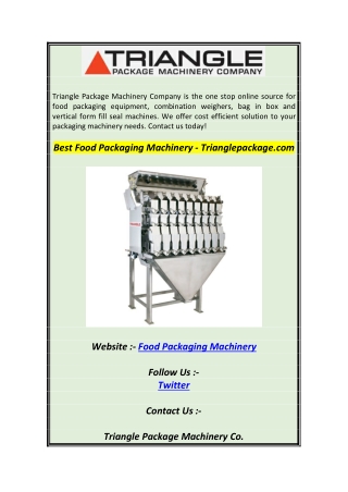 Best Food Packaging Machinery  Trianglepackage.com