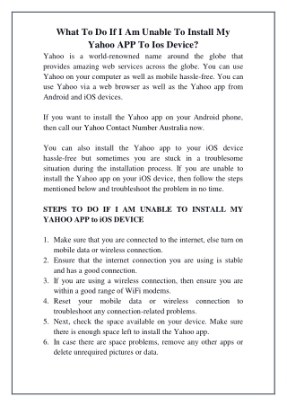 What To Do If I Am Unable To Install My Yahoo APP To Ios Device?