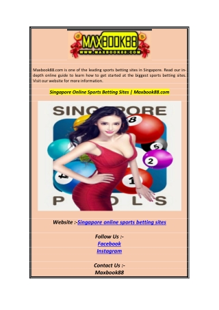 Singapore Online Sports Betting Sites  Maxbook88.