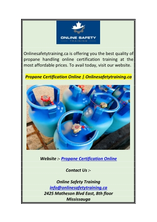 Propane Certification Online  Onlinesafetytraining.ca