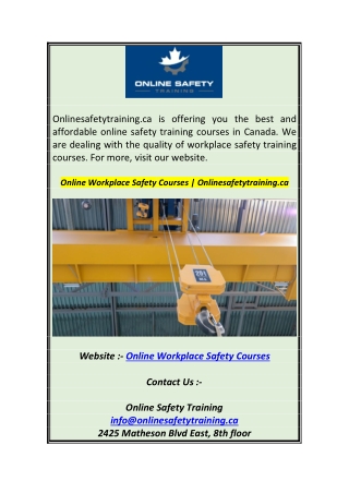 Online Workplace Safety Courses  Onlinesafetytraining.ca