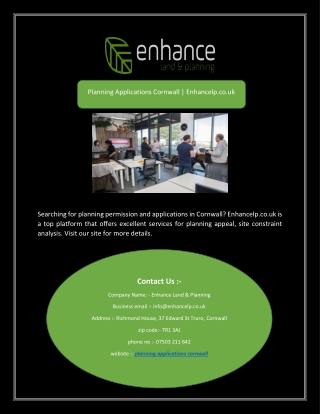 Planning Applications Cornwall | Enhancelp.co.uk