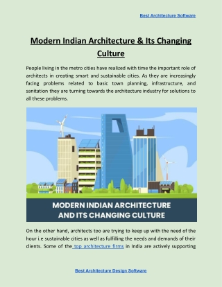 Modern Indian Architecture & Its Changing Culture