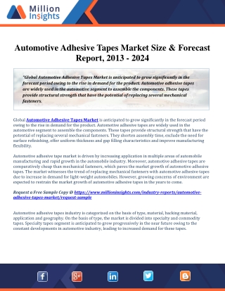 Automotive Adhesive Tapes Market Size & Forecast Report, 2013 - 2024