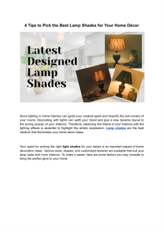 Top 4 tips to get the best lamp shades online