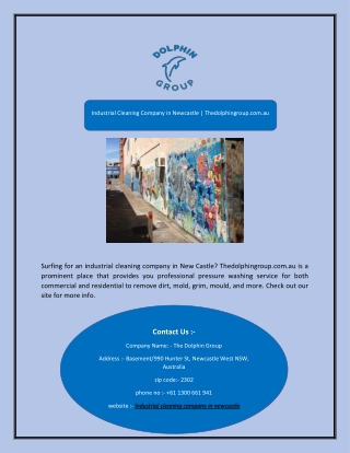 Industrial Cleaning Company in Newcastle | Thedolphingroup.com.au