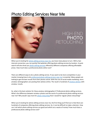 Photo Editing Services Near Me
