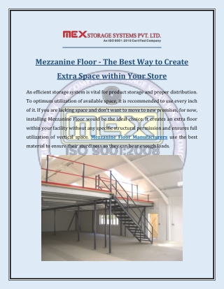 Mezzanine Floor - The Best Way To Create Extra Space Within Your Store