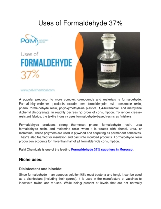 Uses of Formaldehyde 37_