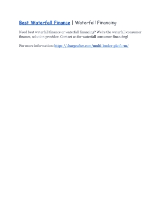 Best Waterfall Finance | Waterfall Financing