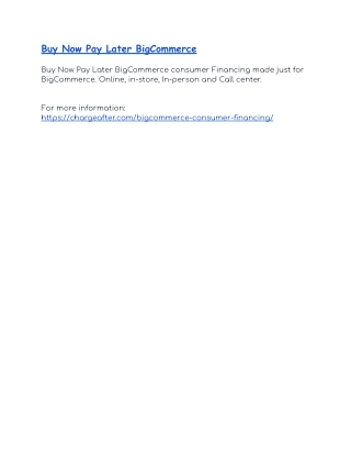 Buy Now Pay Later BigCommerce