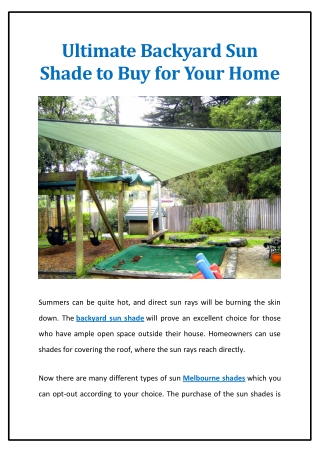 Ultimate Backyard Sun Shade to Buy for Your Home