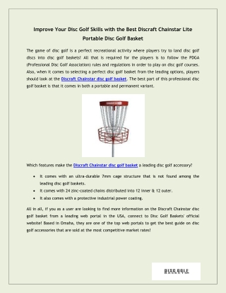 Improve Your Disc Golf Skills with the Best Discraft Chainstar Lite Portable Disc Golf Basket
