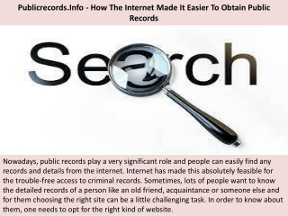 Publicrecords.Info - How The Internet Made It Easier To Obtain Public Records