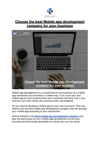 Choose the best Mobile app development company for your business